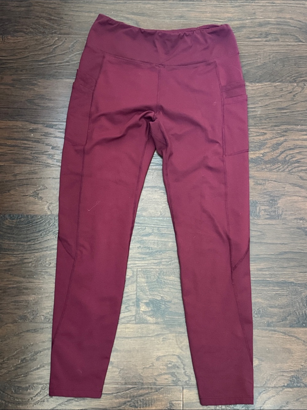 Baleaf Burgundy High-Rise Performance Leggings with Side Pockets